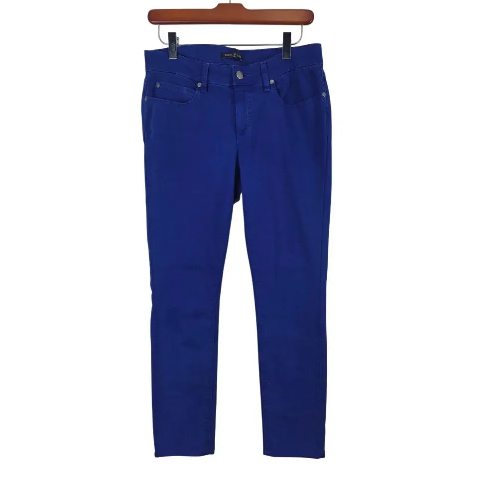 Eileen Fisher Jeans 2 Womens Skinny Leg Mid Rise Pockets Casual Vibrant Blue
